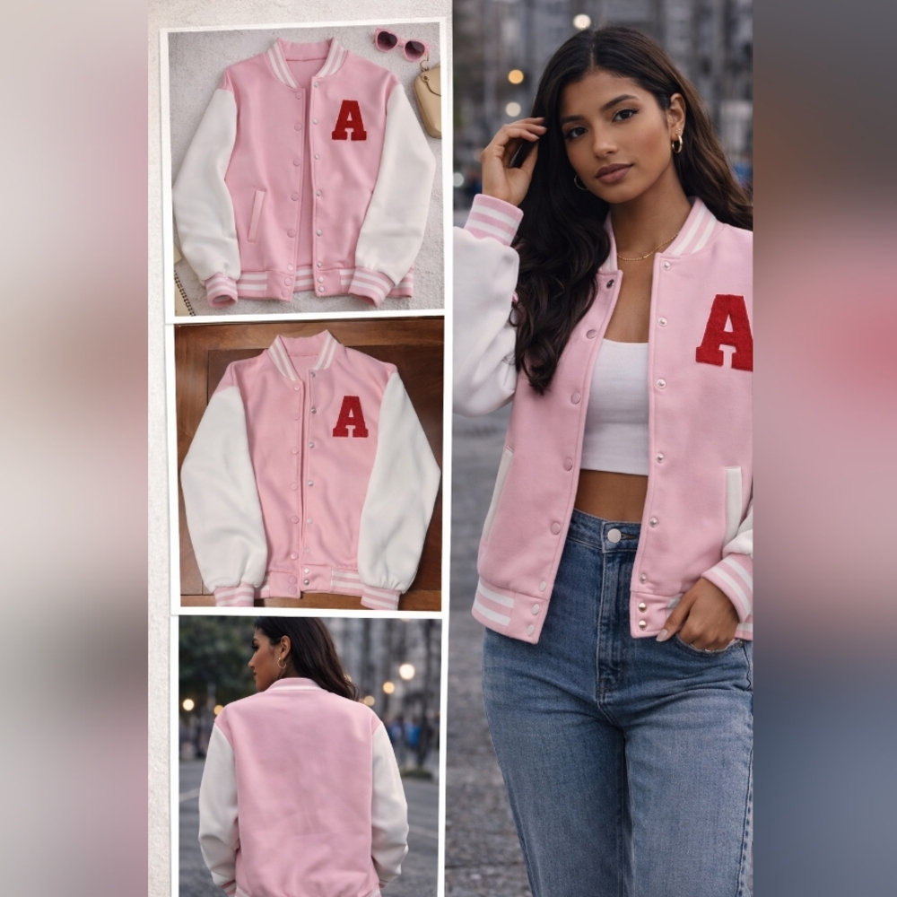 Pink and White Varsity Jacket